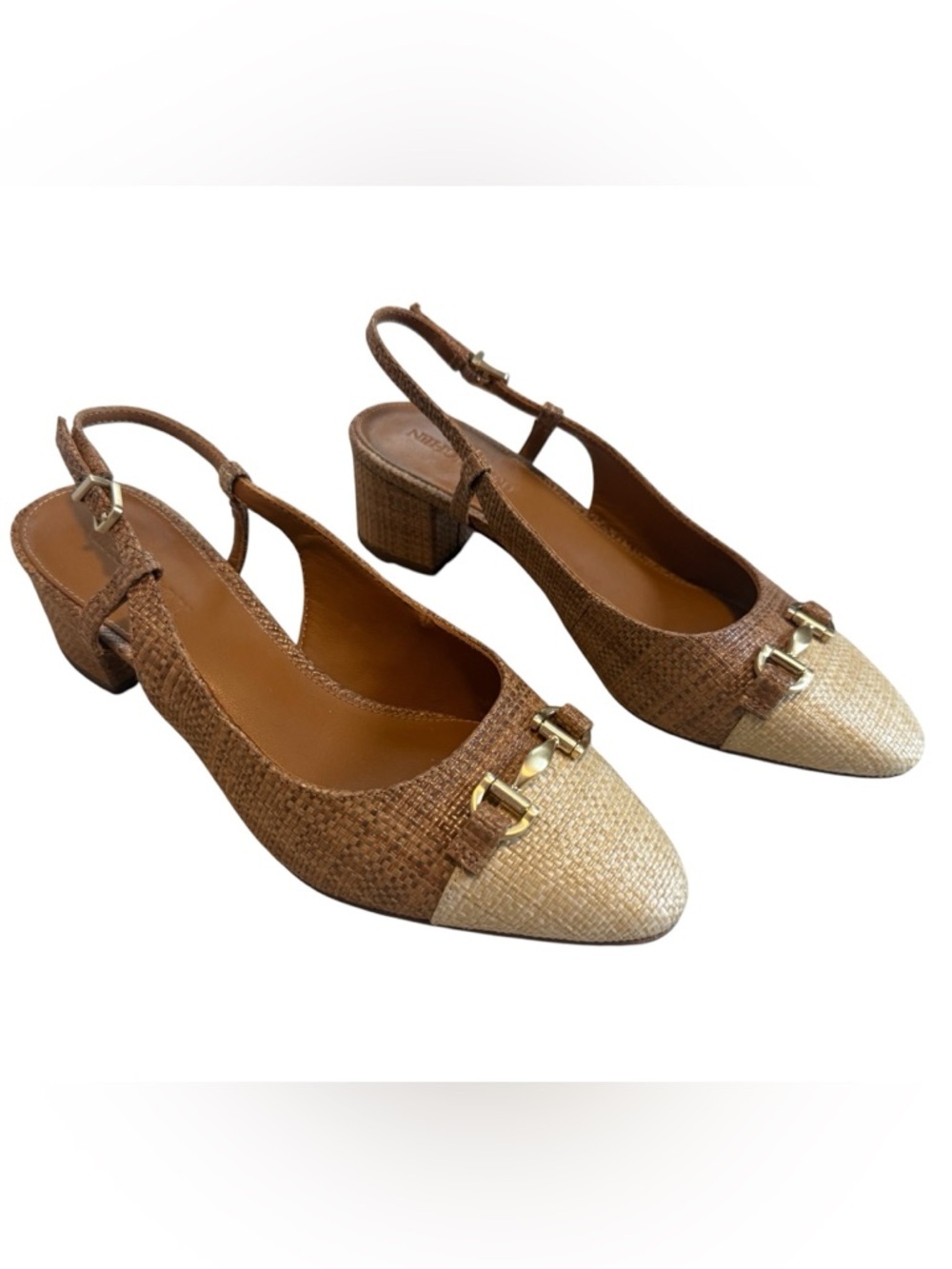 J. MCLAUGHLIN CUOIO/BEECHWOOD AGYNESS SLINGBACK HEELS Size 7.5